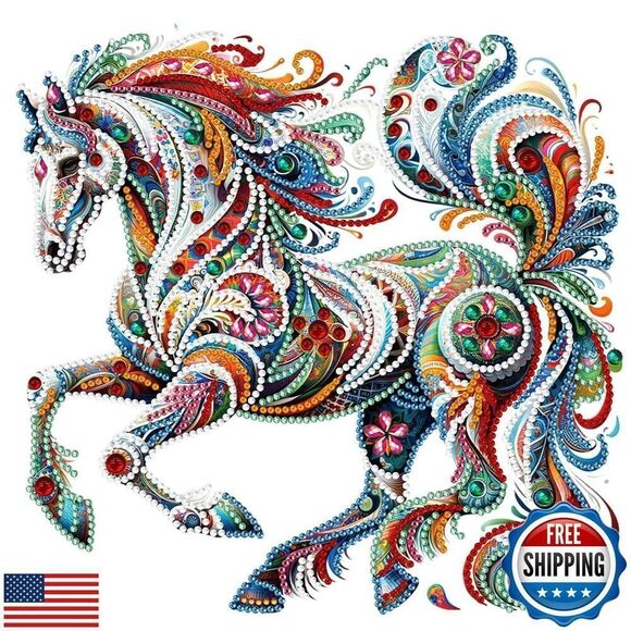 Diamonds Painting Kits for Adults Beginner DIY 5D Colorful Horse - Picture 1 of 5